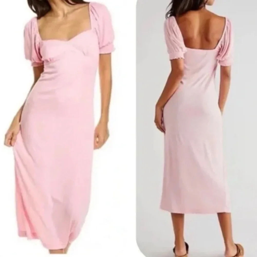 NWT Free People Beach Bel Air Midi Dress Pink Ribbed‎ Women's Size XS P